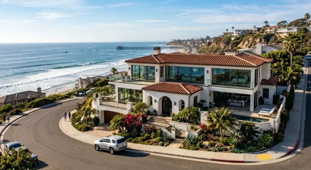 Coastal San Clemente home with large ocean-view windows exposed to salt air