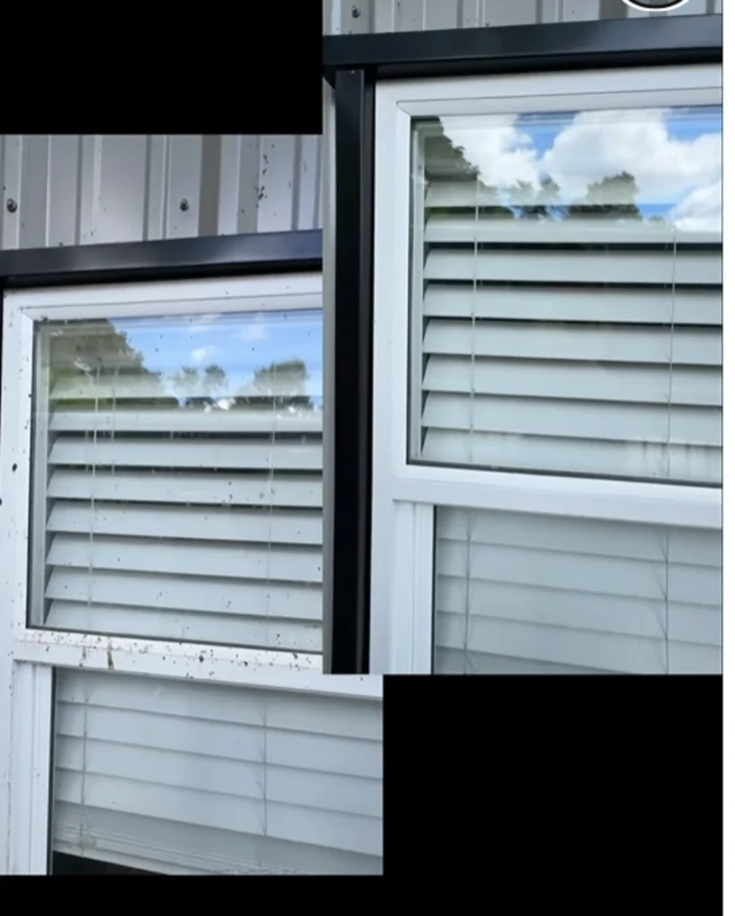 Before and after comparison of our window cleaning results in San Clemente