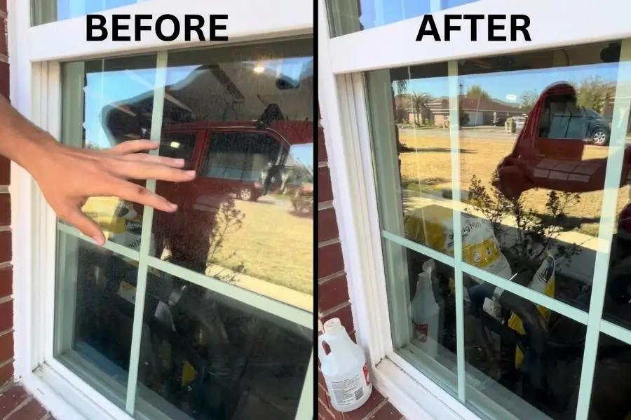 Hard water stains removal before after