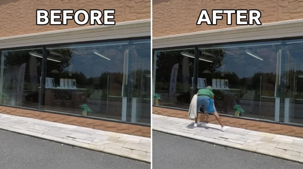 Professional storefront window cleaning on Avenida Del Mar, San Clemente
