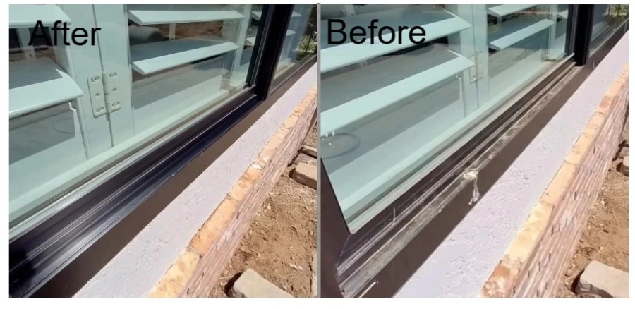 Before after comparison of windows after Santa Ana winds