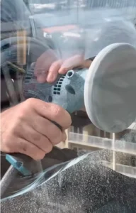 Hard water restoration compound in use