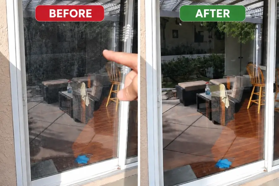 streaky windows before after cleaning comaprison