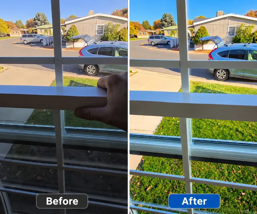 before after comparison og move in / move out window cleaning