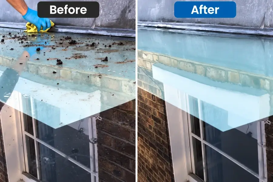 skylight window cleaning before after comparison